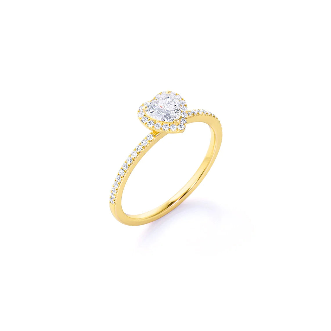 Anel de Noivado Solitario De Diamante Ouro 18k Coração Luxo
