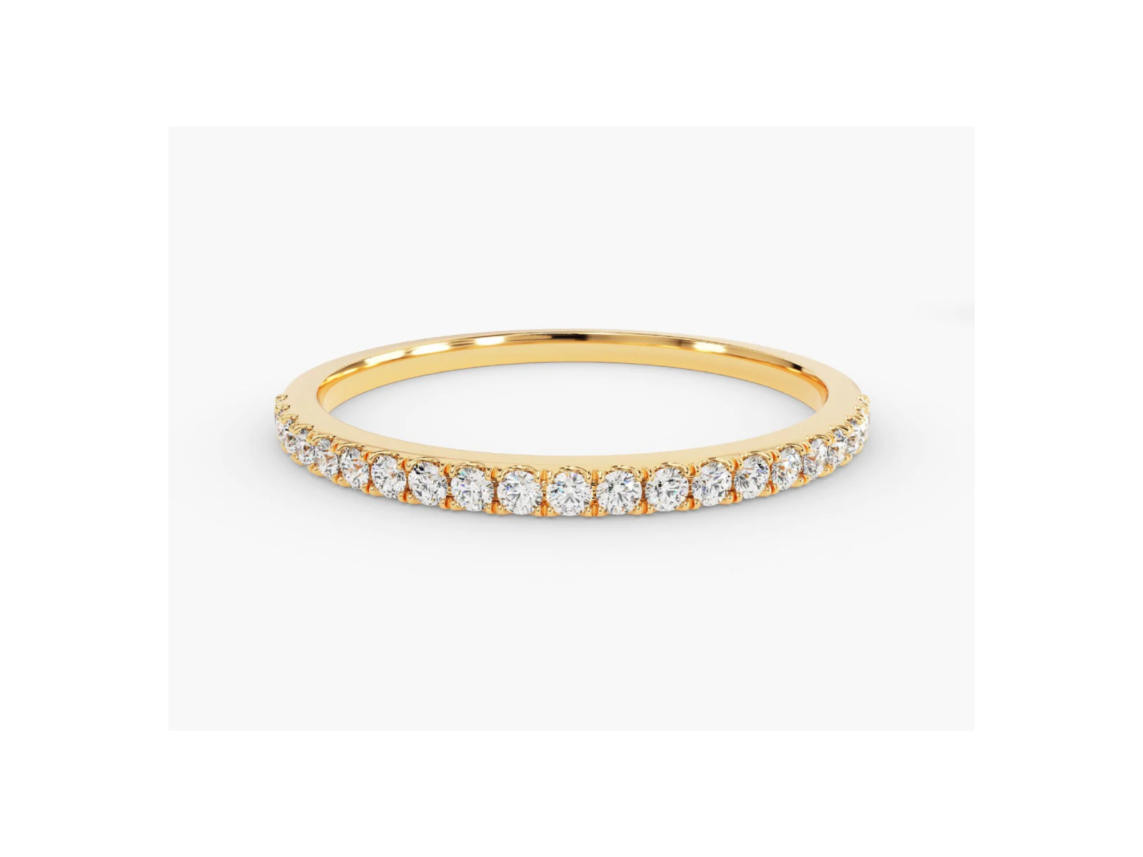 Anel de Ouro 18k Aparador Meia Aliança C/ Diamantes Brilhantes Isabela
