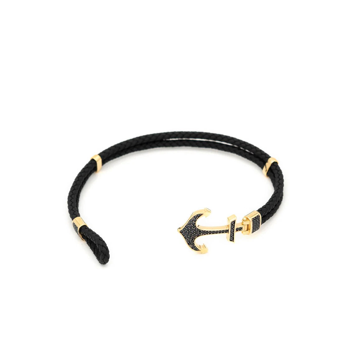 Pulseira masculina couro legítimo e ouro 18k diamantes luxo