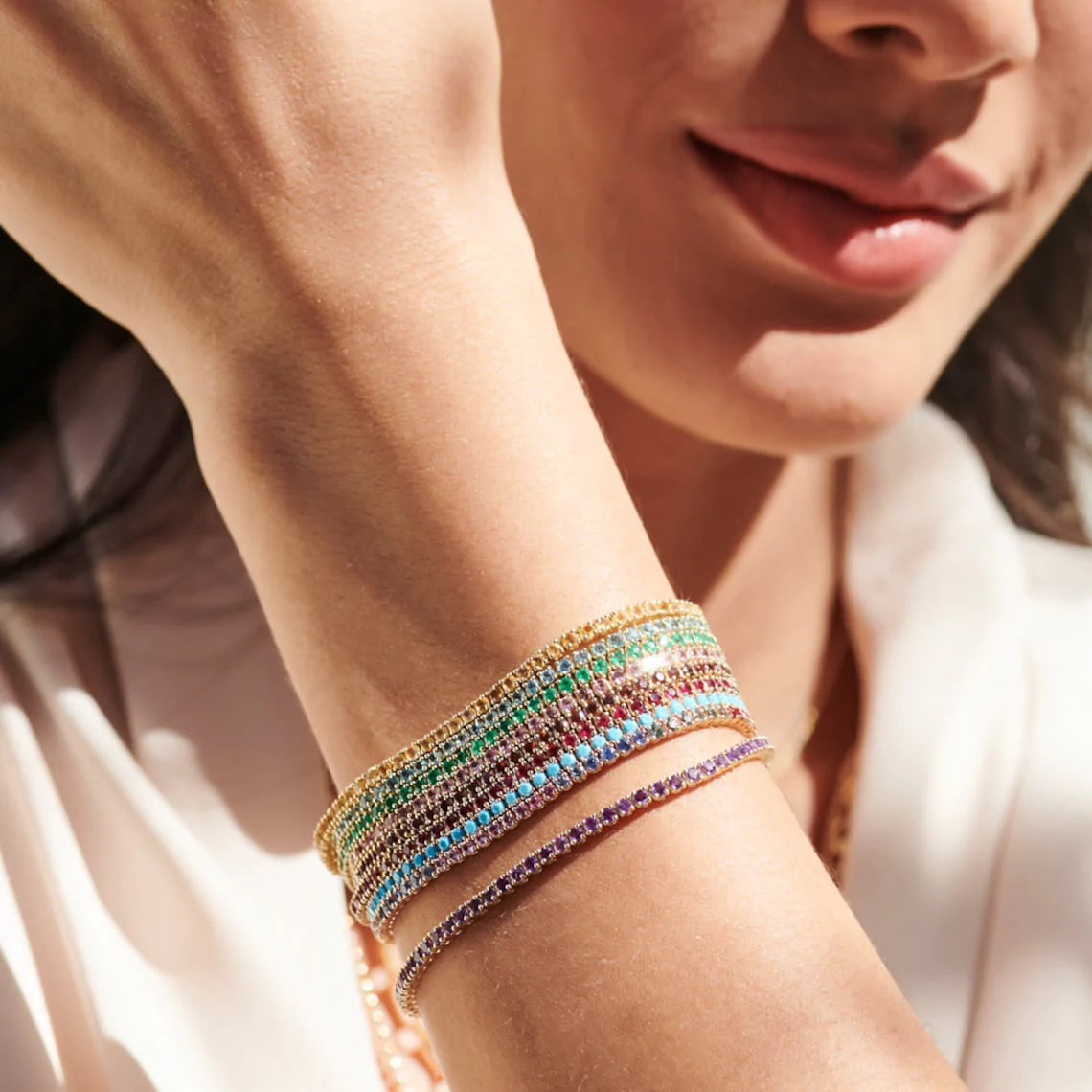 Pulseira de ouro feminina Esmeraldas Riviera