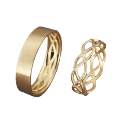 Par de Alianças de casamento noivado ouro 18k diamante Celtic one