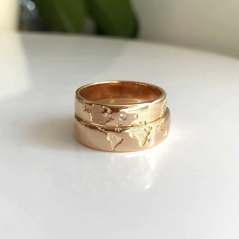 Par de Alianças de casamento noivado ouro 18k diamante Mundi