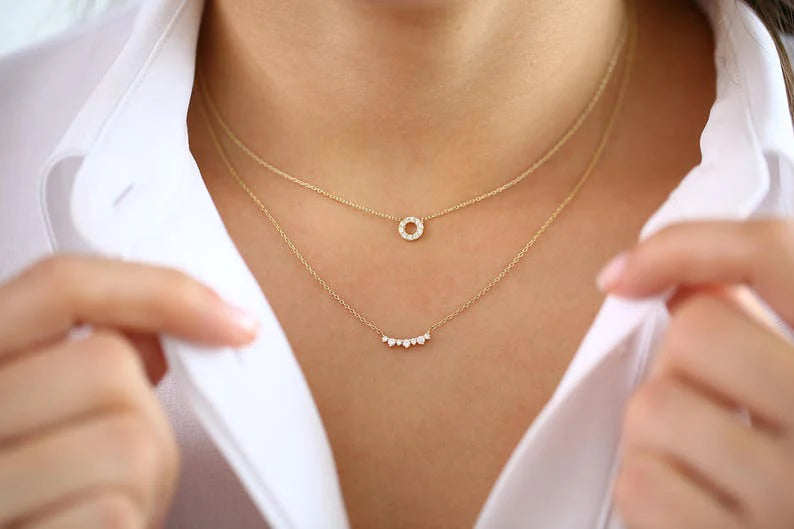 Colar Corrente Feminina em Ouro Amarelo 18k Circle C/ Diamantes