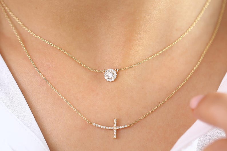 Colar Corrente Cluster Feminina em Ouro Branco 18k c/ Diamante