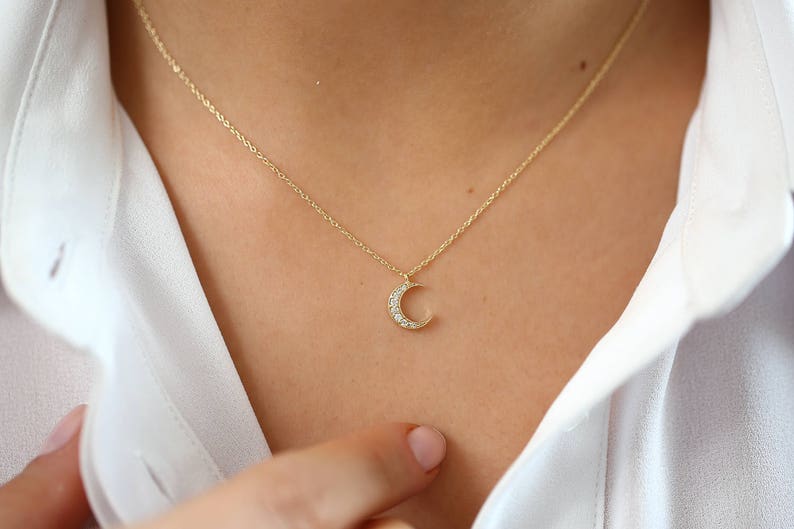 Corrente feminina de ouro 18k Branco lua Diamantes luxo