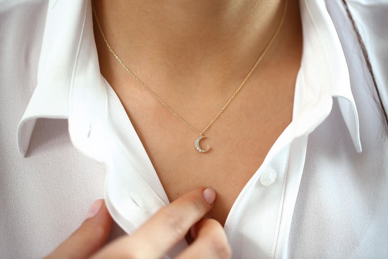Corrente feminina de ouro 18k Branco lua Diamantes luxo
