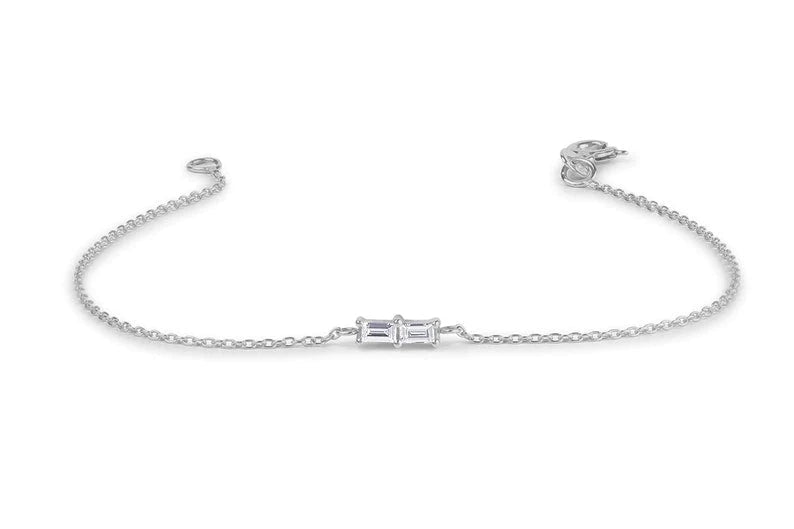 Pulseira Feminina Delicado de Ouro Amarelo 18k Diamante Baguette