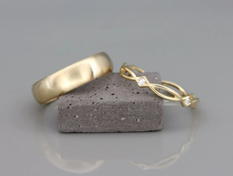 Par de Alianças de casamento noivado ouro 18k diamante Celtic life