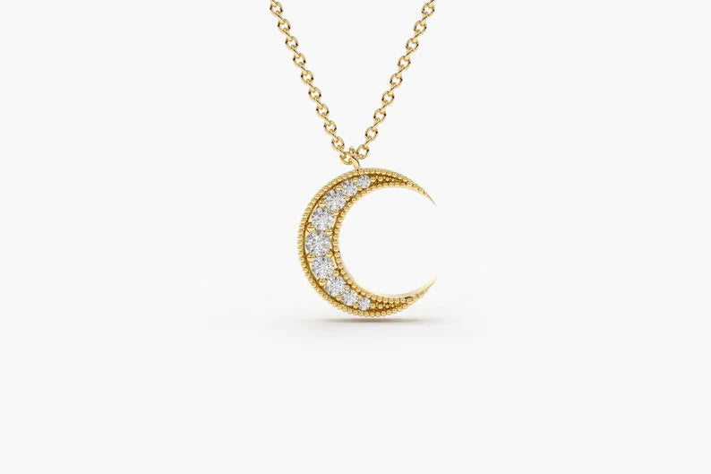 Corrente feminina de ouro 18k Branco lua Diamantes luxo