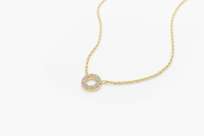 Colar Corrente Feminina em Ouro Amarelo 18k Circle C/ Diamantes