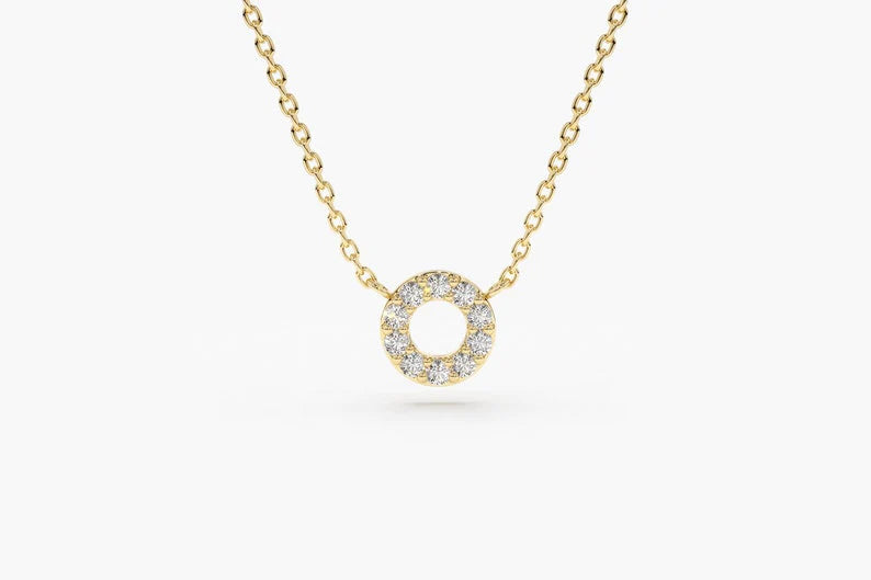 Colar Corrente Feminina em Ouro Branco 18k Circle C/ Diamantes