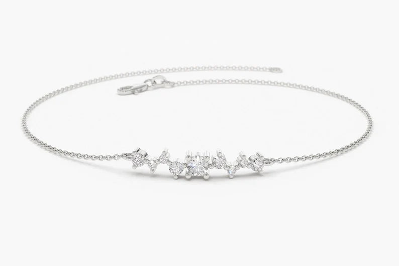Pulseira Feminina de Ouro Amarelo 18k Cruz De Diamante Delicado