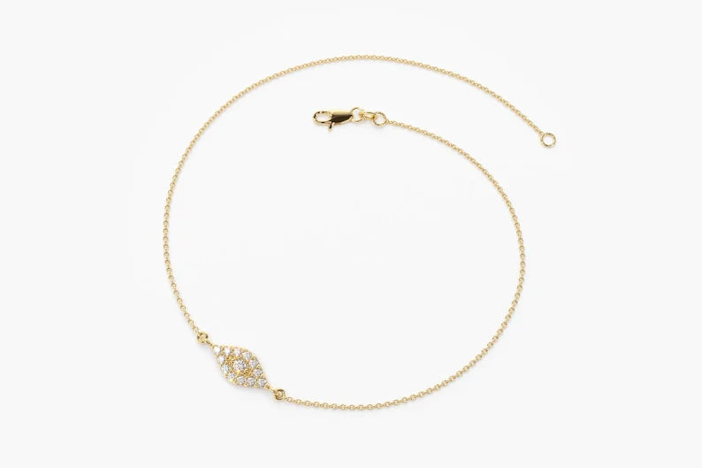 Pulseira Feminina Delicado de Ouro Branco 18k Olho Diamantes