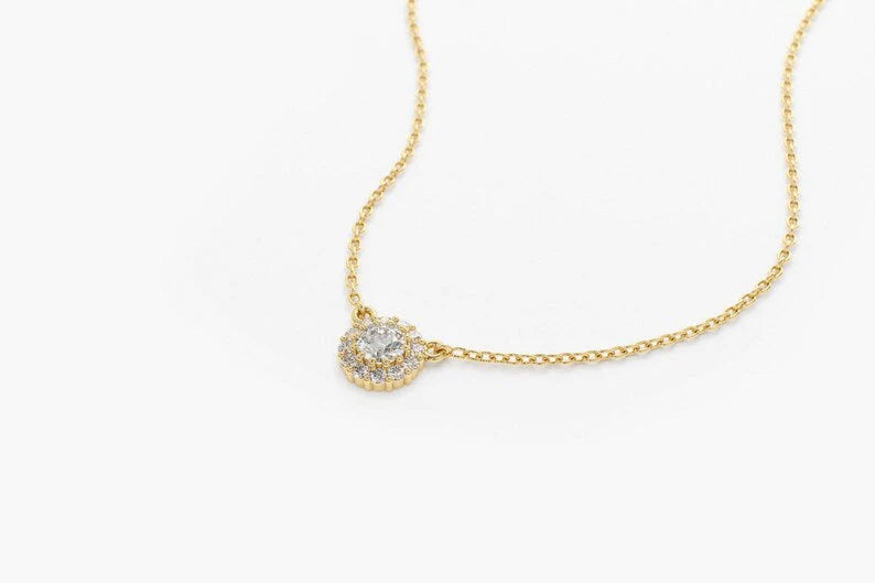 Colar Corrente Cluster Feminina em Ouro Branco 18k c/ Diamante