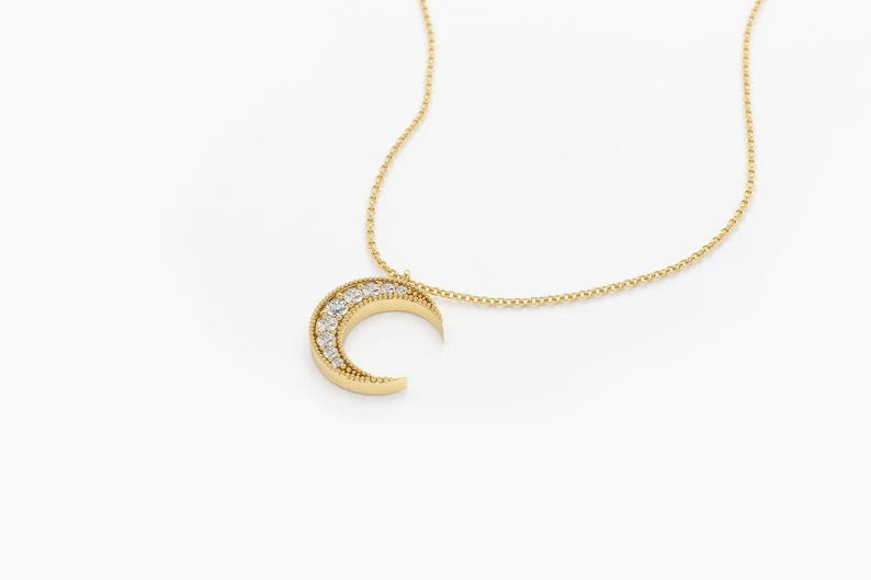 Corrente feminina de ouro 18k Branco lua Diamantes luxo