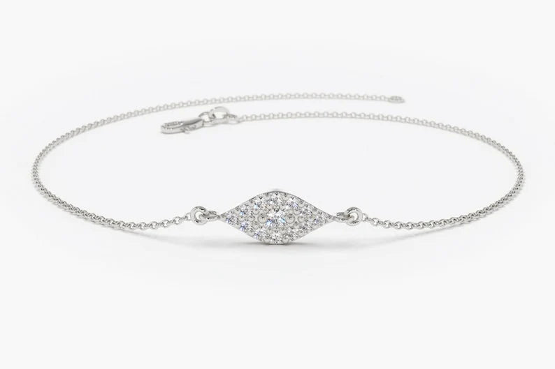 Pulseira Feminina Delicado de Ouro Amarelo 18k Olho Diamantes