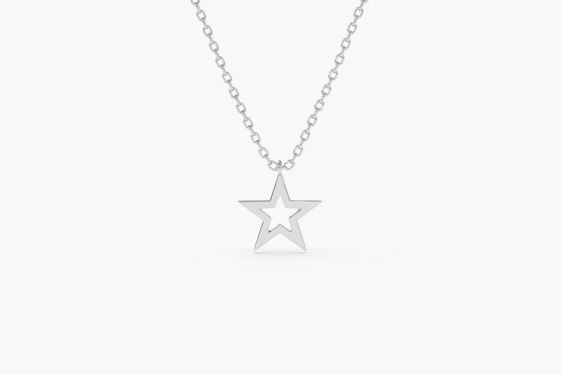 Colar de Corrente c/ Estrela Feminino em Ouro Amarelo 18k