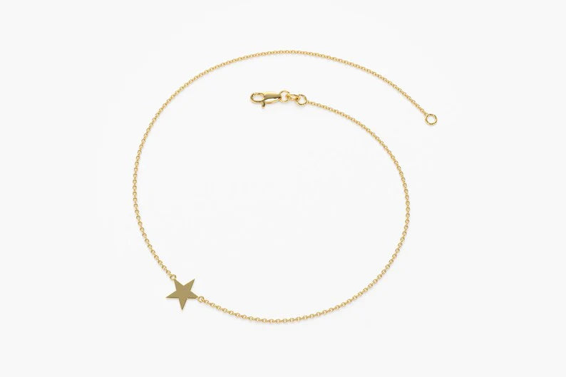 Pulseira Feminina de Ouro Amarelo 18k Estrela Delicado Luxo
