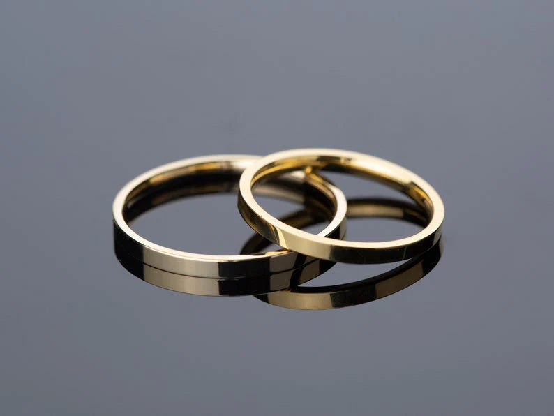 Aliança de casamento noivado ouro 18k 2 Gramas 2 mm Flat