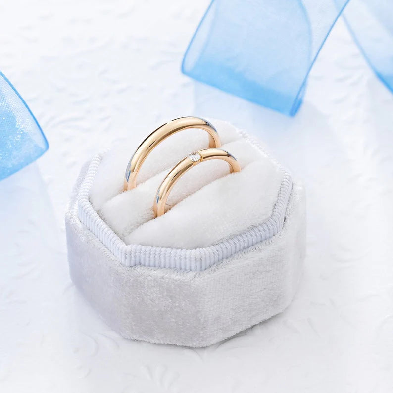 Par de Alianças de casamento noivado ouro 18k diamante Luna