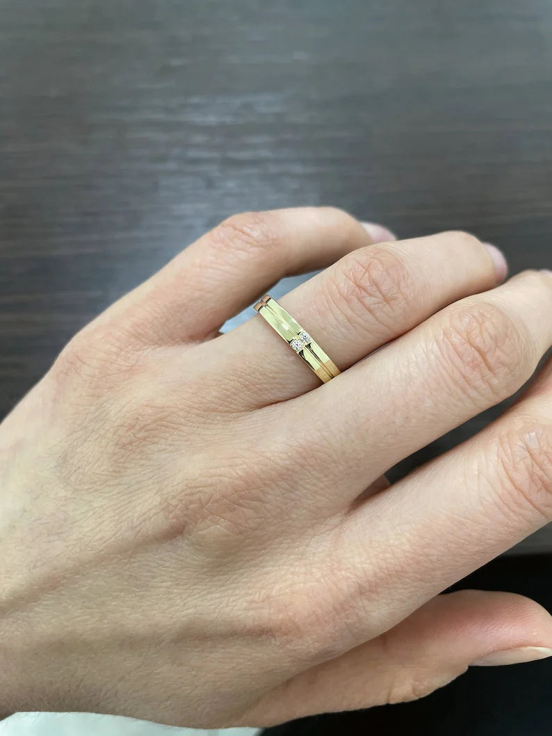 Par de Alianças de casamento noivado ouro 18k diamante