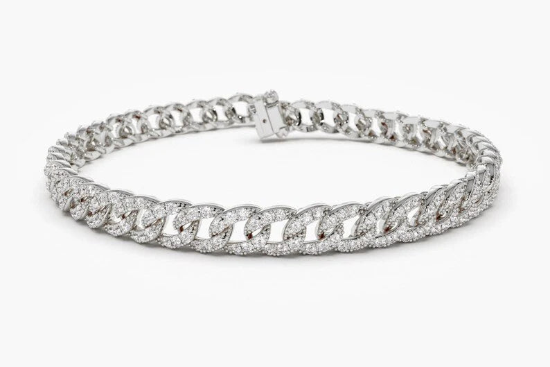 Pulseira de ouro feminina Cubana Diamante Riviera