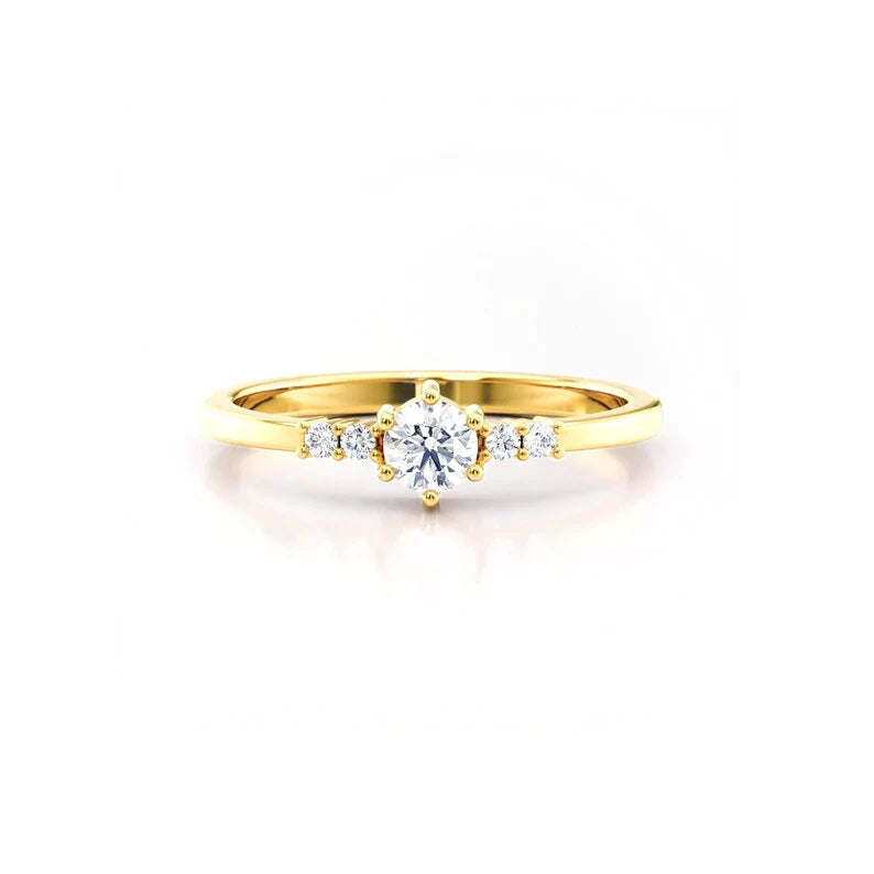 Anel de Noivado Solitario De Diamante Ouro 18k
