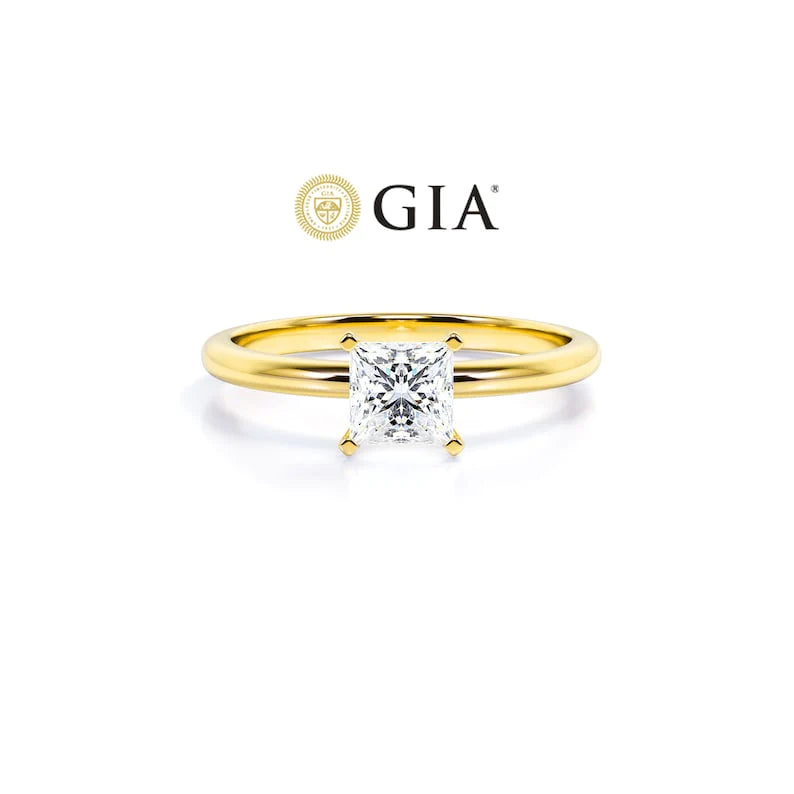 Anel Princesa De Ouro Amarelo 18k e Diamantes Brilhantes 70pts