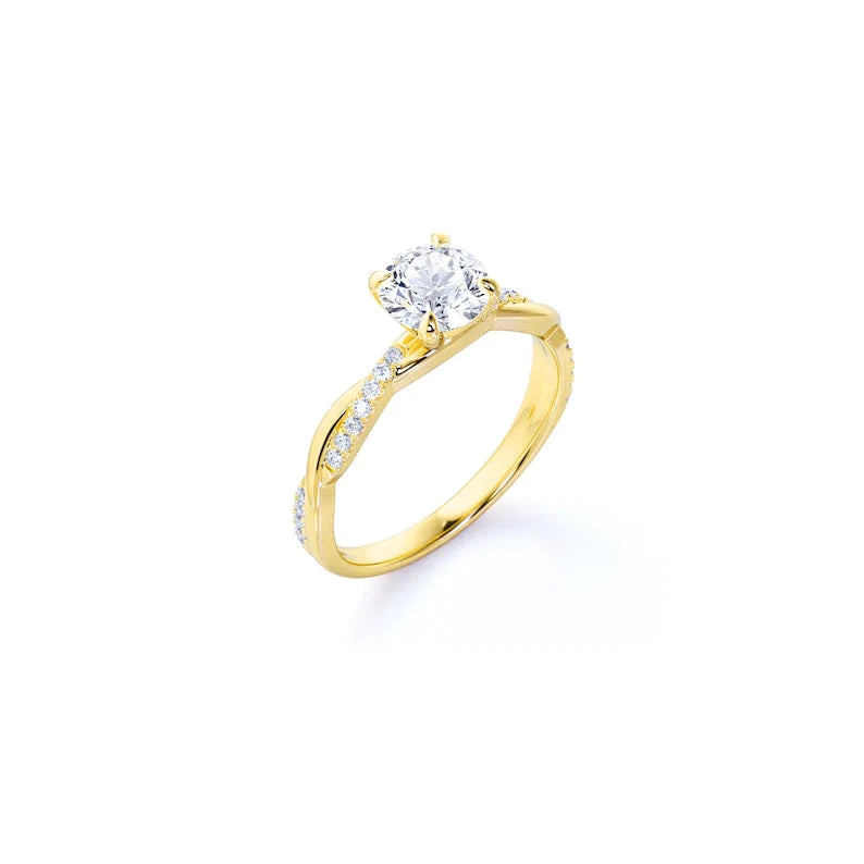 Anel de Noivado Solitario De Diamante Ouro 18k twisted III