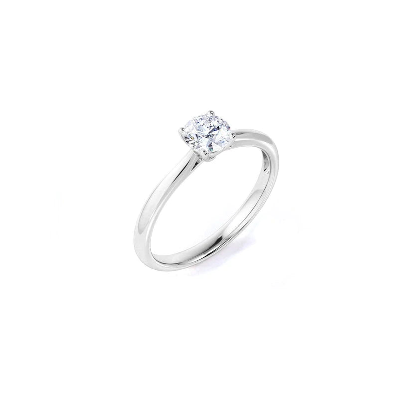 Anel Solitario De Ouro Branco 18k e Diamante Brilhante 50pts