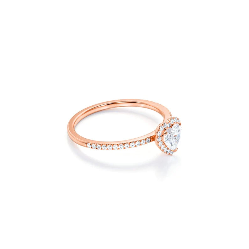 Anel de Noivado Solitario De Diamante Ouro 18k Coração Luxo