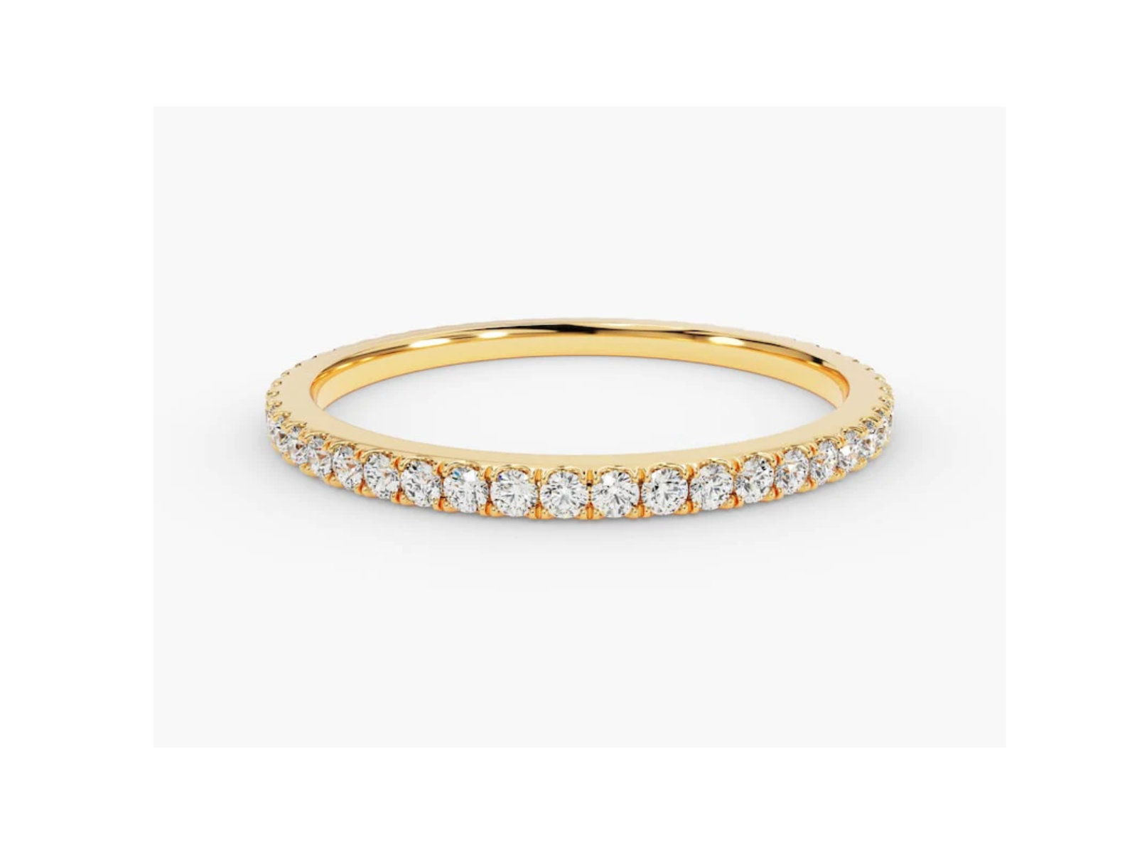 Anel de Ouro 18k Aparador Meia Aliança c/ Diamantes Brilhantes Eterno