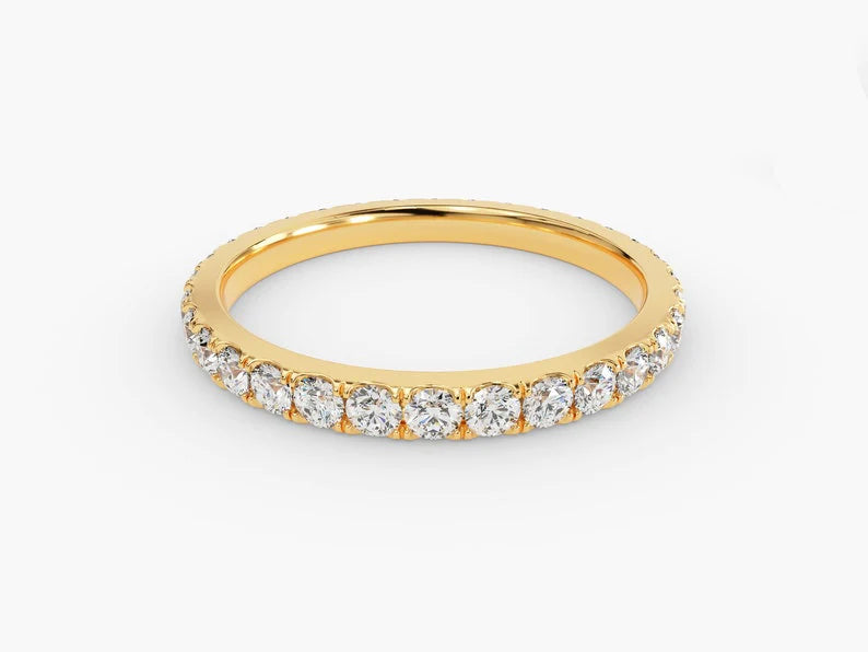 Anel de Ouro 18k Aparador Meia Aliança C/ Diamantes Brilhantes Sophia