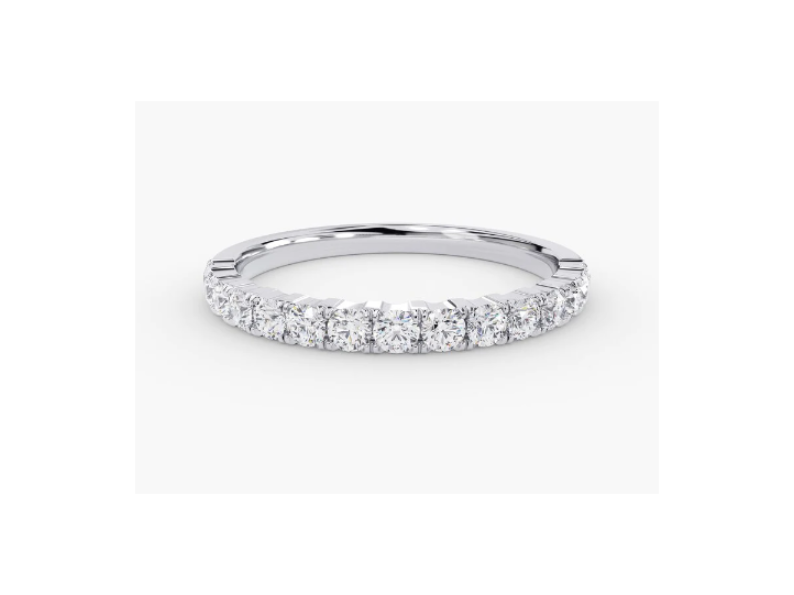 Anel de Ouro 18k Aparador Meia Aliança C/ Diamantes Brilhantes Leticia