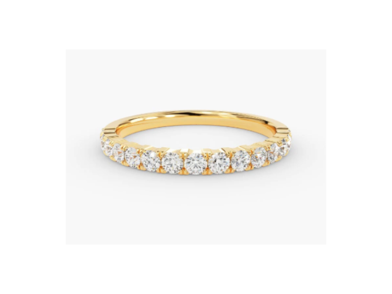 Anel de Ouro 18k Aparador Meia Aliança C/ Diamantes Brilhantes Leticia