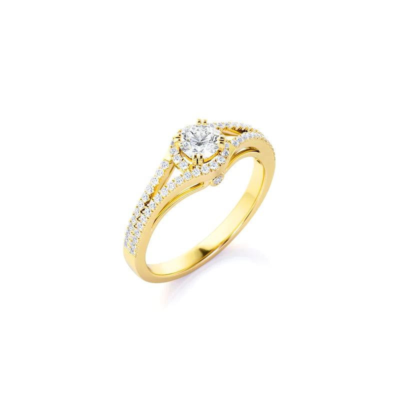 Anel de Noivado Solitario De Diamante Ouro 18k twisted