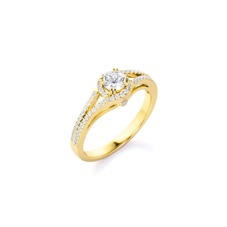 Anel de Noivado Solitario De Diamante Ouro 18k twisted