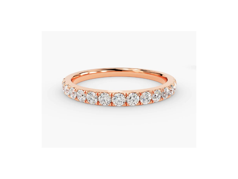 Anel de Ouro 18k Aparador Meia Aliança C/ Diamantes Brilhantes Arlo