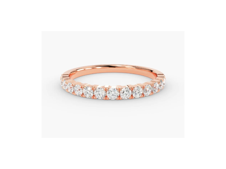 Anel de Ouro 18k Aparador Meia Aliança C/ Diamantes Brilhantes Leticia