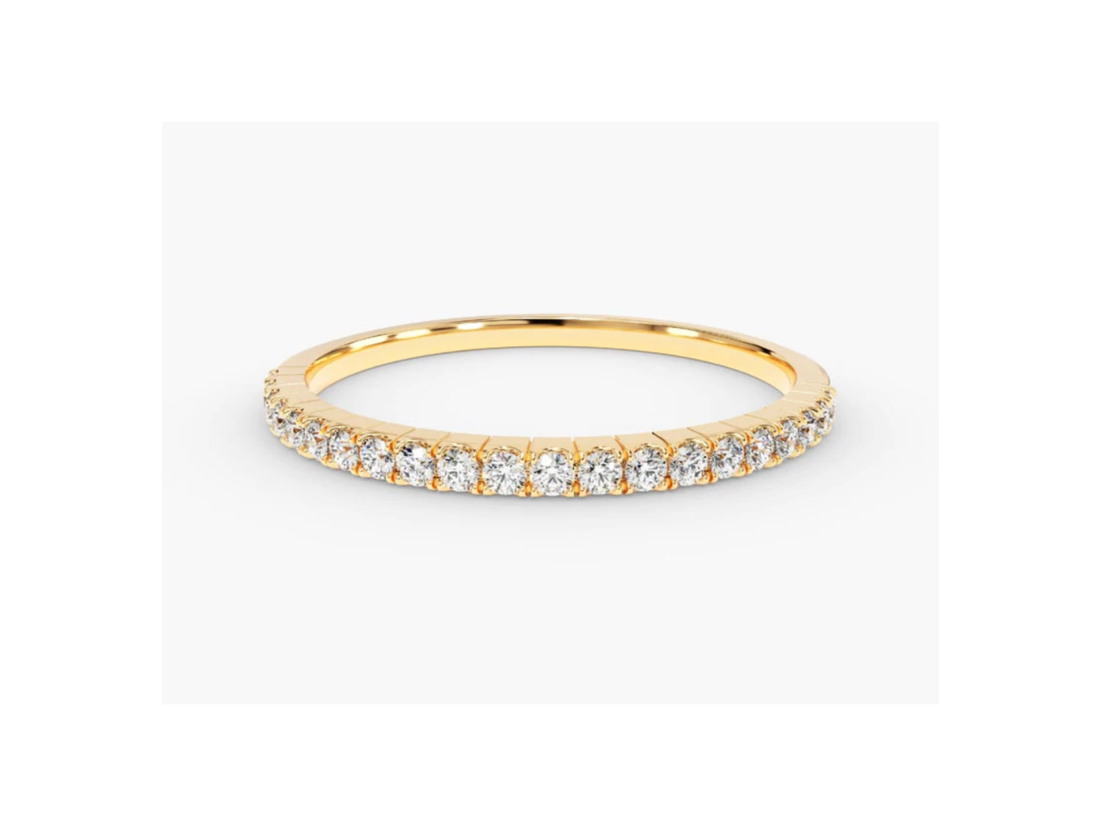 Anel de Ouro 18k Aparador Meia Aliança C/ Diamantes Brilhantes Joana