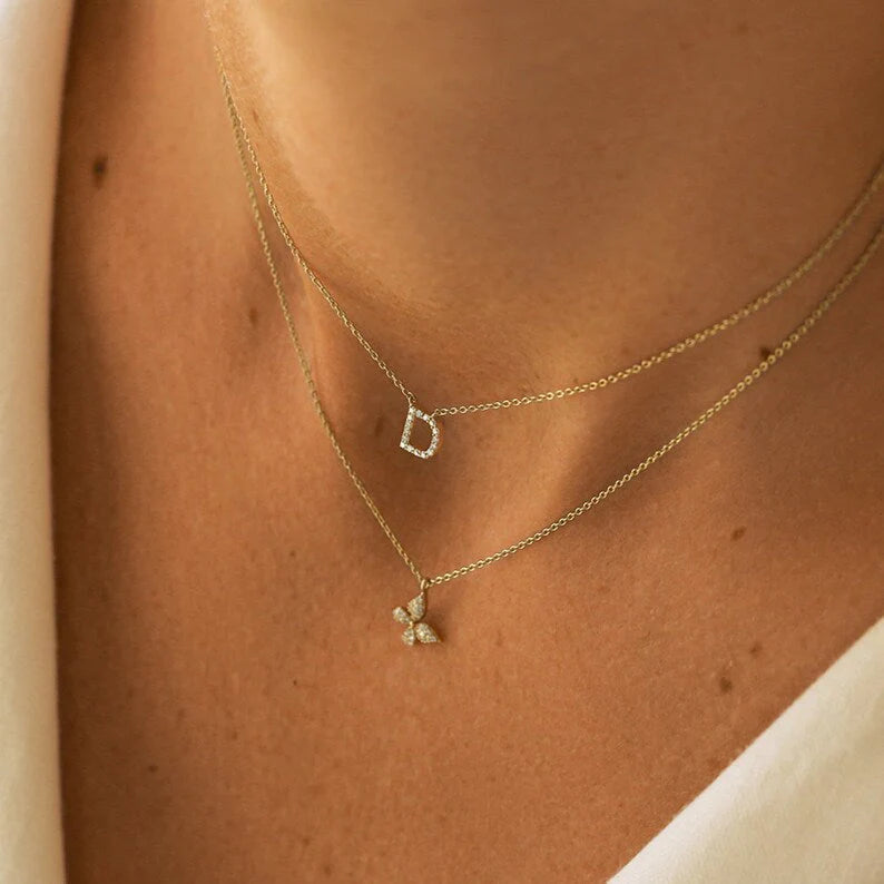 Colar Corrente Inicial Feminino em Ouro Branco 18k c/ Diamante