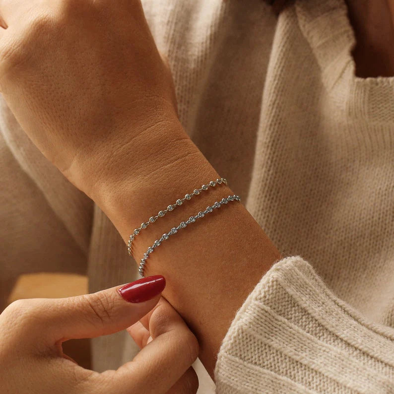Pulseira Riviera Feminina de Ouro 18k chuveiro Diamantes
