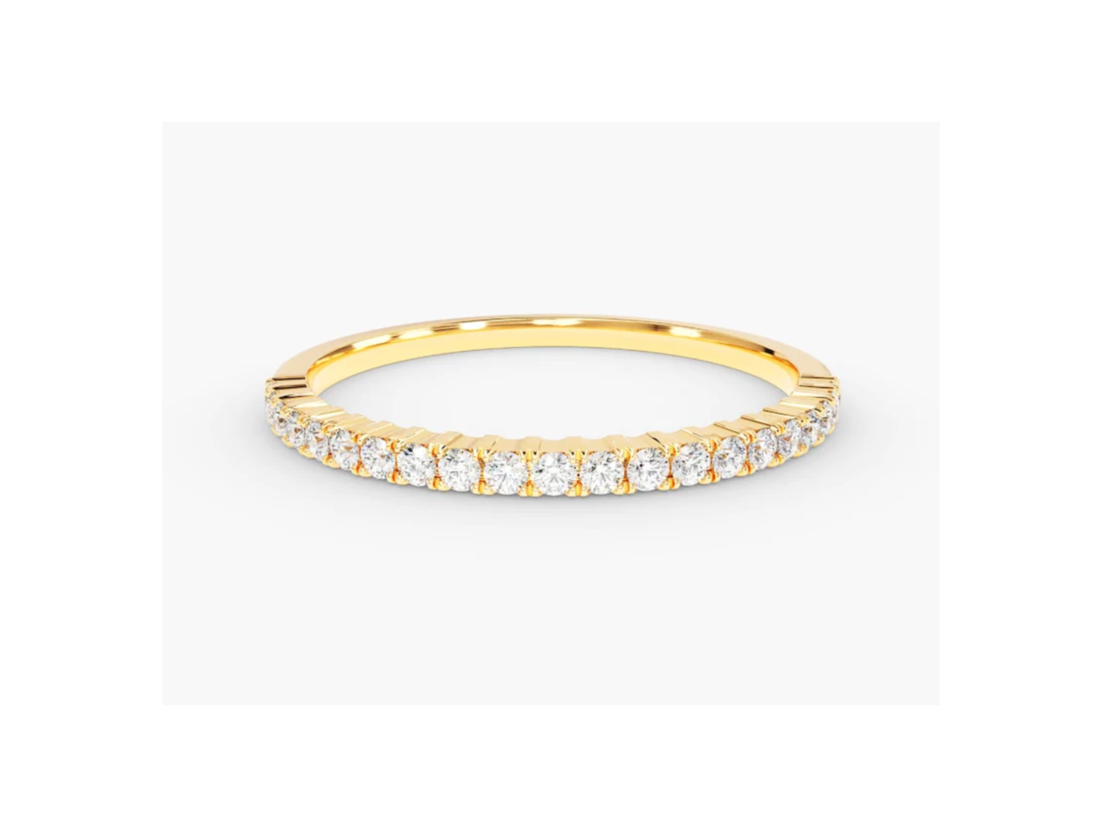 Anel de Ouro 18k Aparador Meia Aliança C/ Diamantes Brilhantes Half