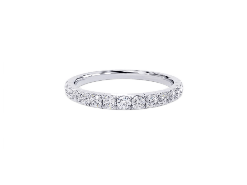 Anel de Ouro 18k Aparador Meia Aliança C/ Diamantes Brilhantes Darla