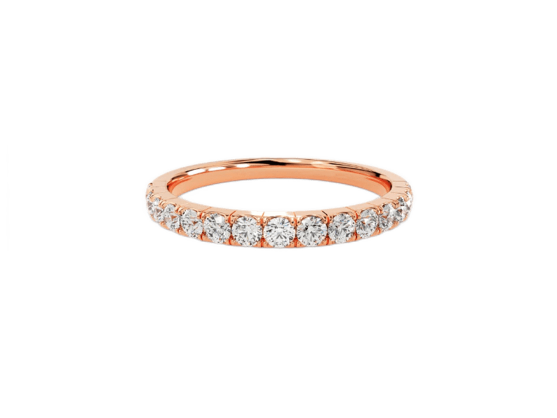 Anel de Ouro 18k Aparador Meia Aliança C/ Diamantes Brilhantes Darla