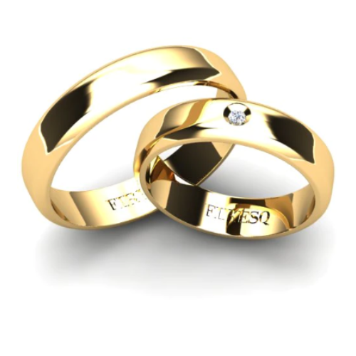 Par de Alianças de Casamento Noivado em Ouro 18k 5mm Strak