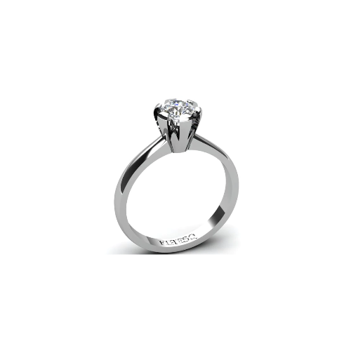 Anel de Noivado Solitario Diamantes Brilhante Ouro Branco Rusty