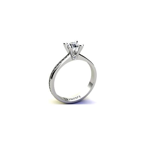 Anel de Noivado Solitario Diamantes Brilhante Ouro Branco Daisy