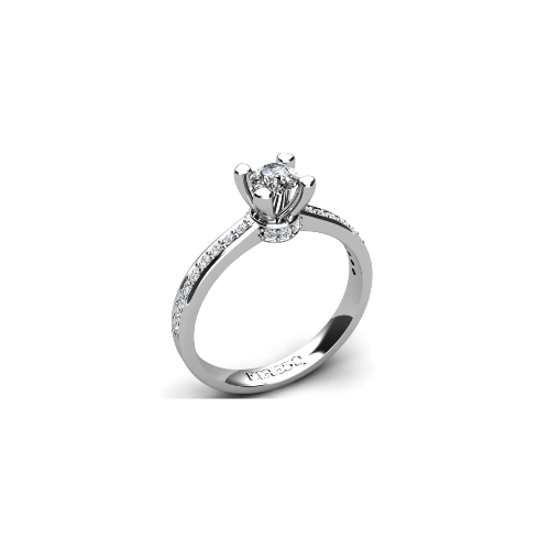 Anel de Noivado Solitario Diamantes Brilhante Ouro Branco Hella