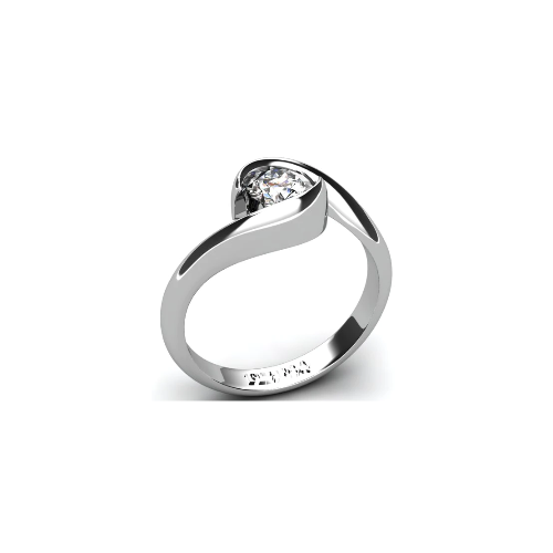 Anel de Noivado Solitario Diamantes Brilhante Ouro Branco Jaden